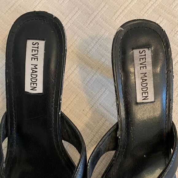 Steve Madden Black Leather Heels - Picture 5 of 9